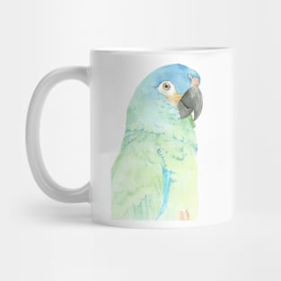 blue-winged macaw parrot portrait watercolor painting tropical pet v2 Mug